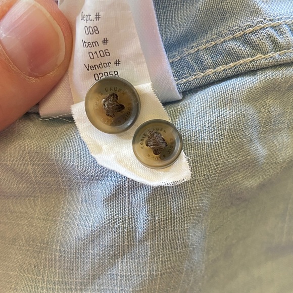 Eddie Bauer Light Indigo Button Front Denim Shirt - Picture 9 of 9